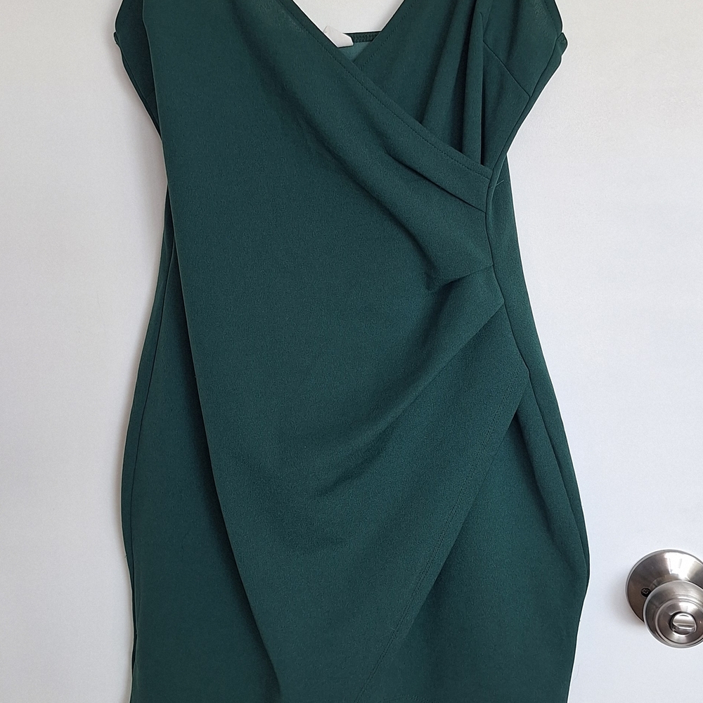 Elegant Forest Green Cocktail Asymmetrical Women's Dress Size MEDIUM